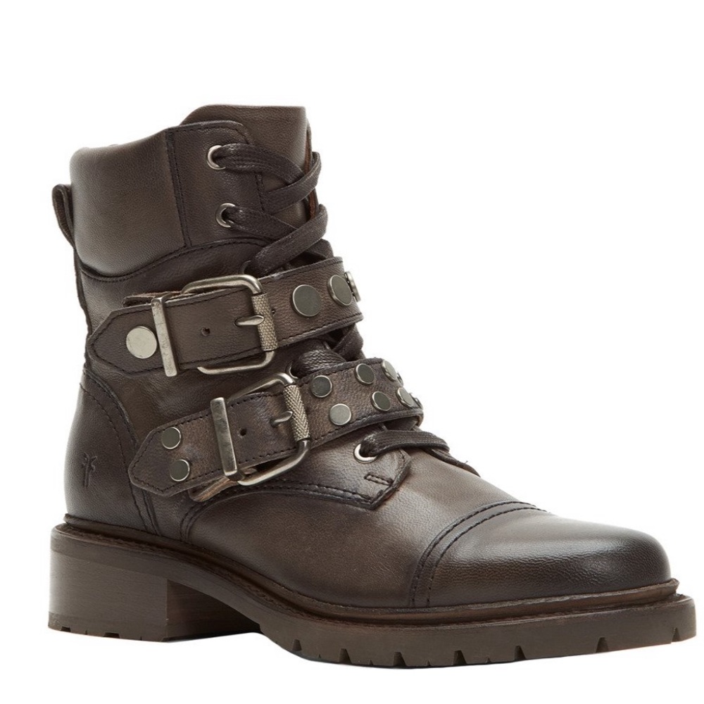 Frye Samantha studd hiker grey/ brown boot